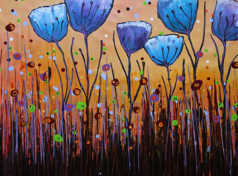 Original Abstract Floral Painting by Cecilia Frigati