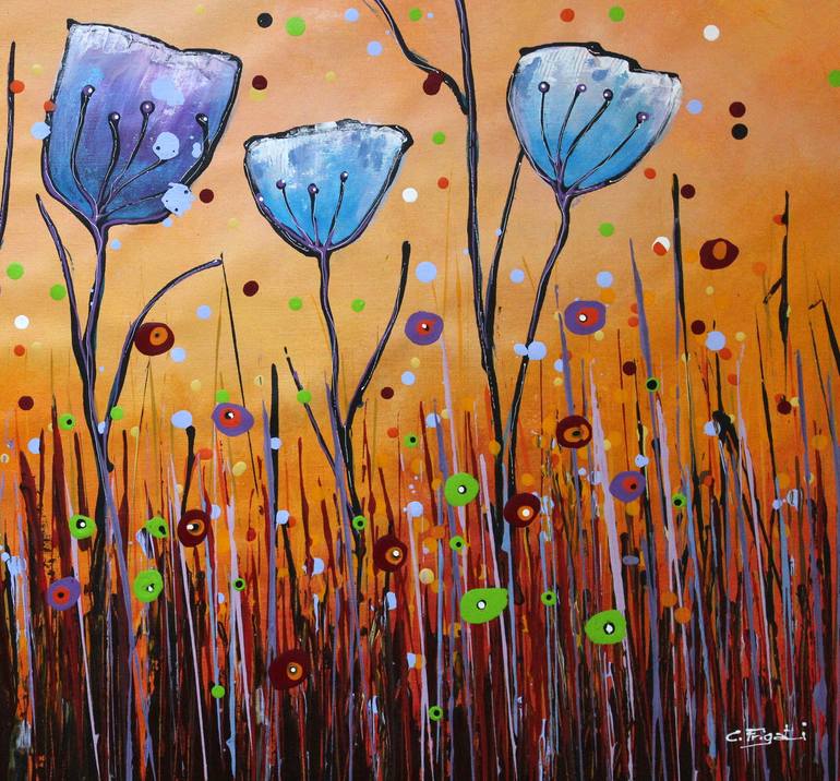 Original Abstract Floral Painting by Cecilia Frigati