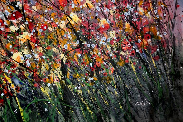 Original Abstract Floral Painting by Cecilia Frigati