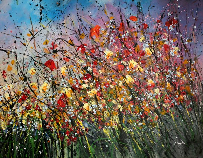 Original Abstract Floral Painting by Cecilia Frigati