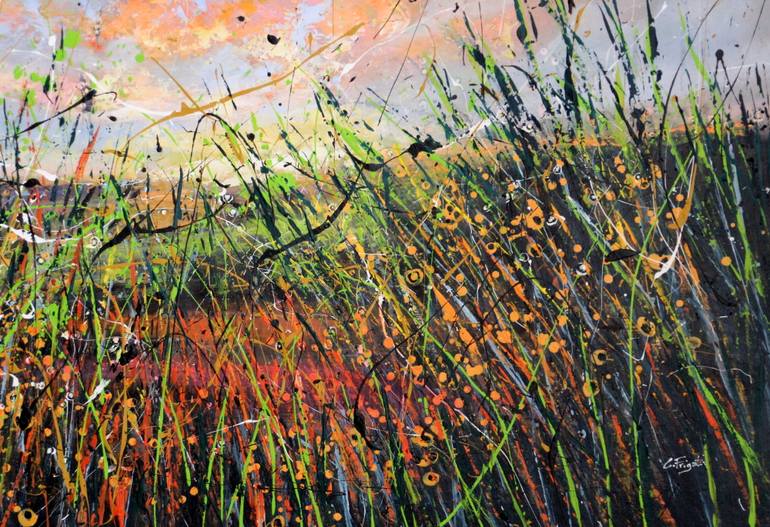 Original Abstract Expressionism Landscape Painting by Cecilia Frigati