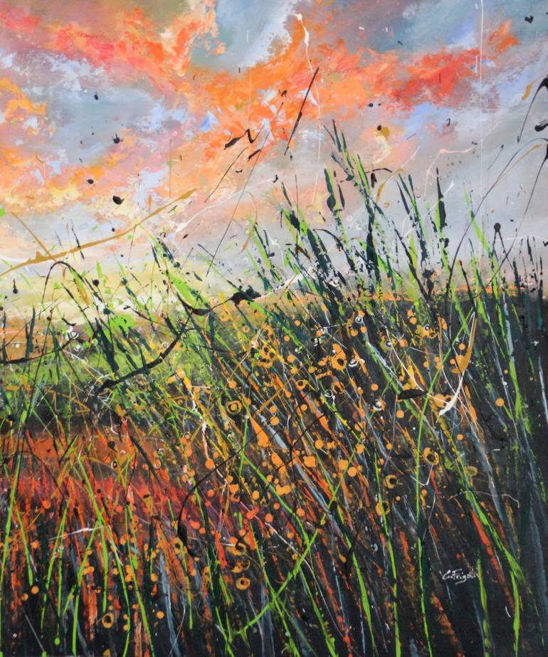 Original Abstract Expressionism Landscape Painting by Cecilia Frigati