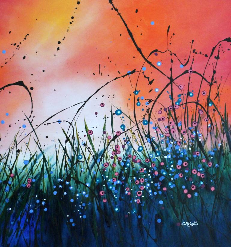 Original Abstract Floral Painting by Cecilia Frigati
