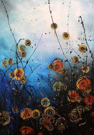Original Abstract Floral Paintings by Cecilia Frigati