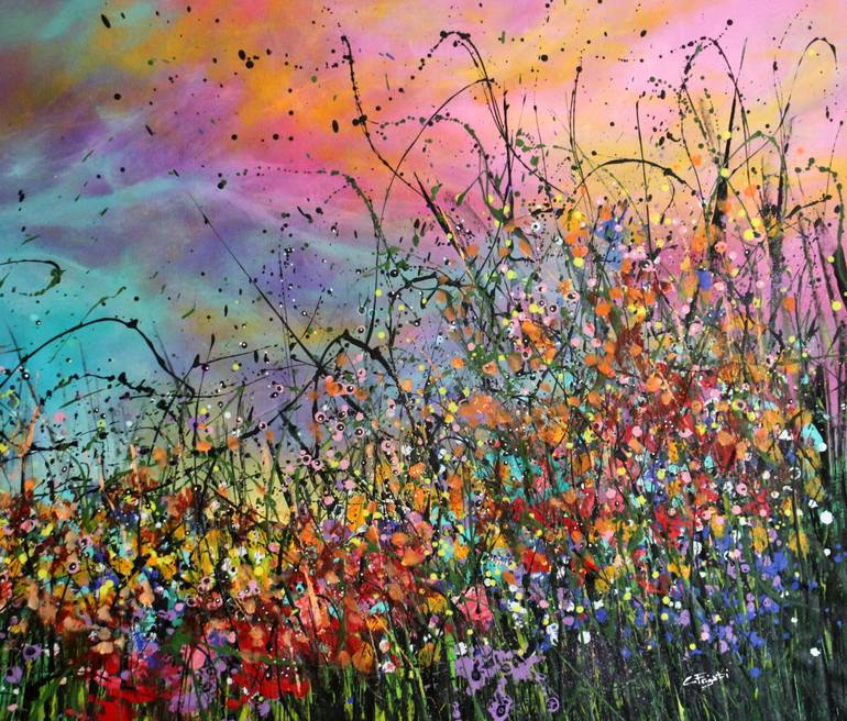 Original Abstract Floral Painting by Cecilia Frigati