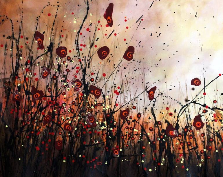 Original Abstract Expressionism Floral Painting by Cecilia Frigati