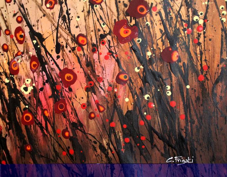 Original Abstract Expressionism Floral Painting by Cecilia Frigati