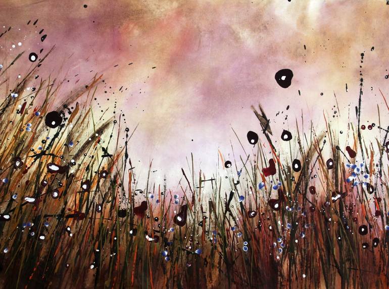 Original Abstract Expressionism Floral Painting by Cecilia Frigati