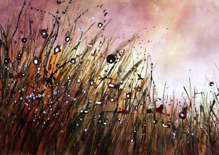 Original Abstract Expressionism Floral Painting by Cecilia Frigati