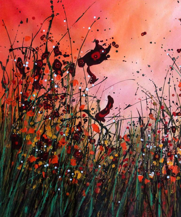 Original Abstract Expressionism Floral Painting by Cecilia Frigati