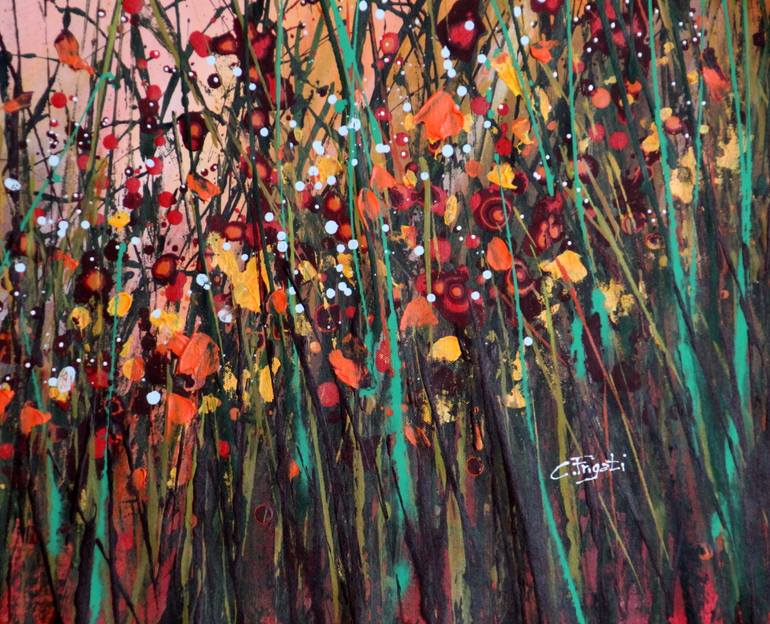 Original Abstract Expressionism Floral Painting by Cecilia Frigati