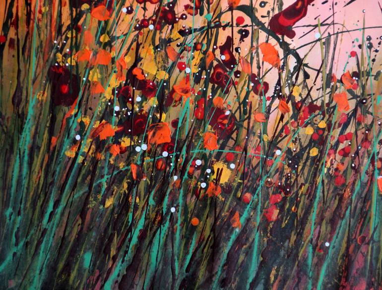 Original Abstract Expressionism Floral Painting by Cecilia Frigati