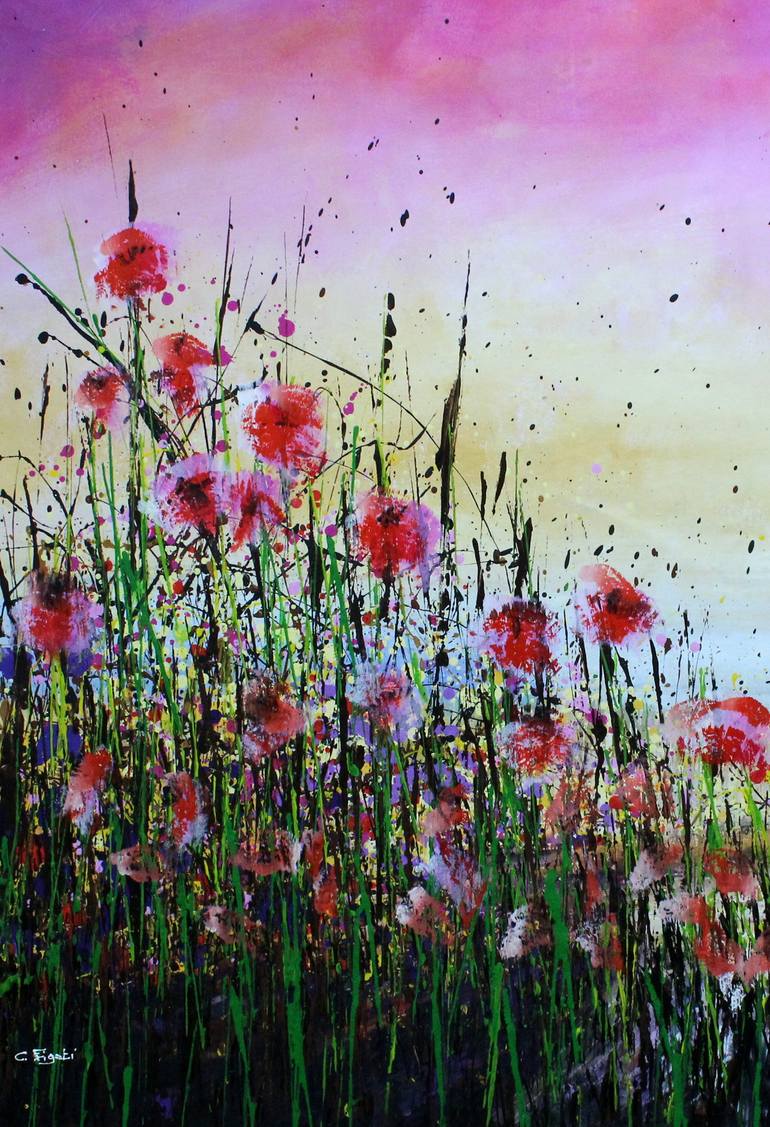 Original Abstract Floral Painting by Cecilia Frigati