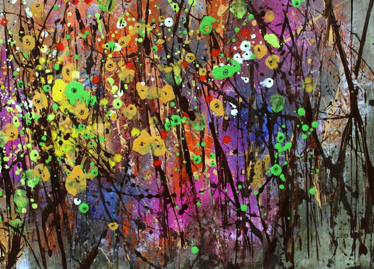 Original Abstract Floral Painting by cecilia frigati