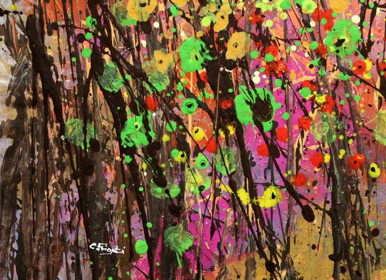 Original Abstract Floral Painting by cecilia frigati