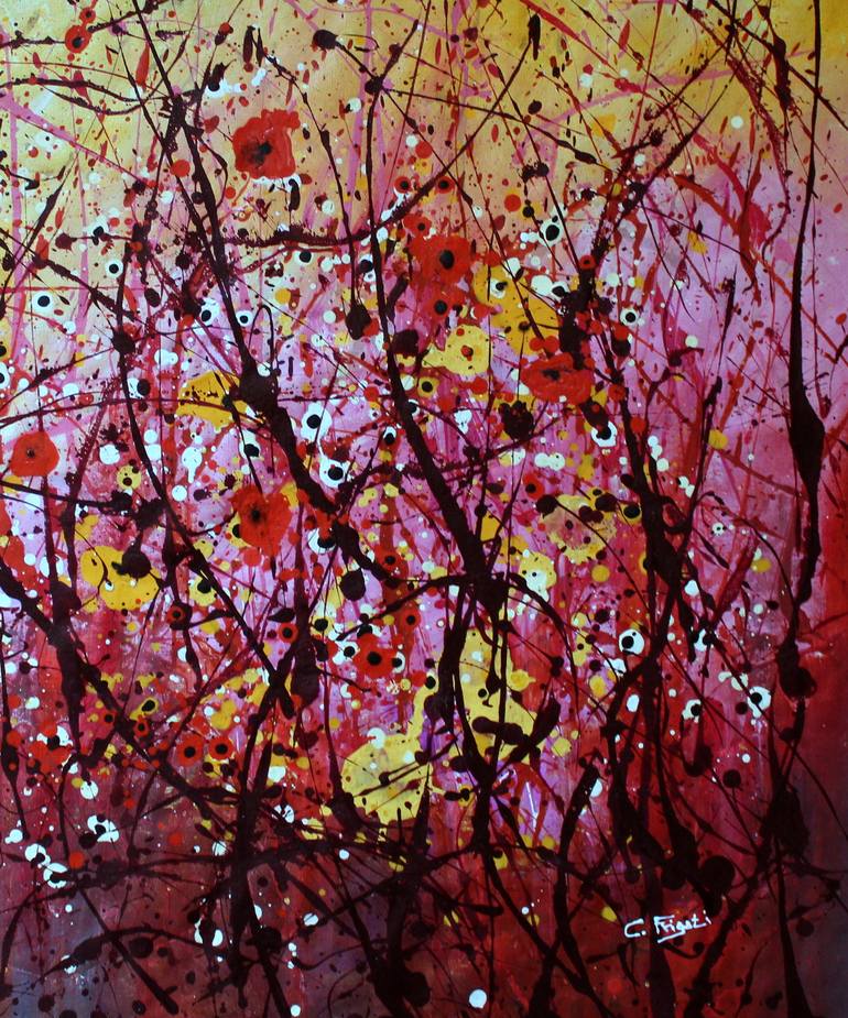 Original Abstract Floral Painting by cecilia frigati