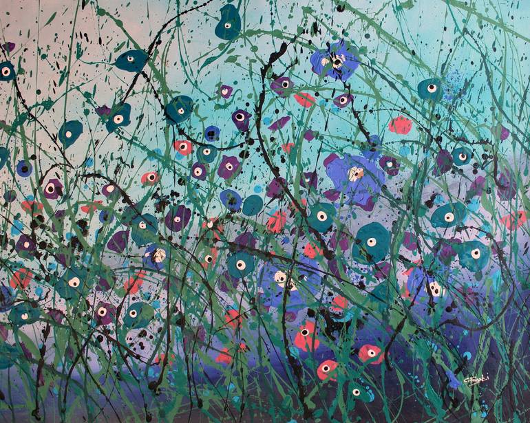 Original Abstract Floral Painting by cecilia frigati