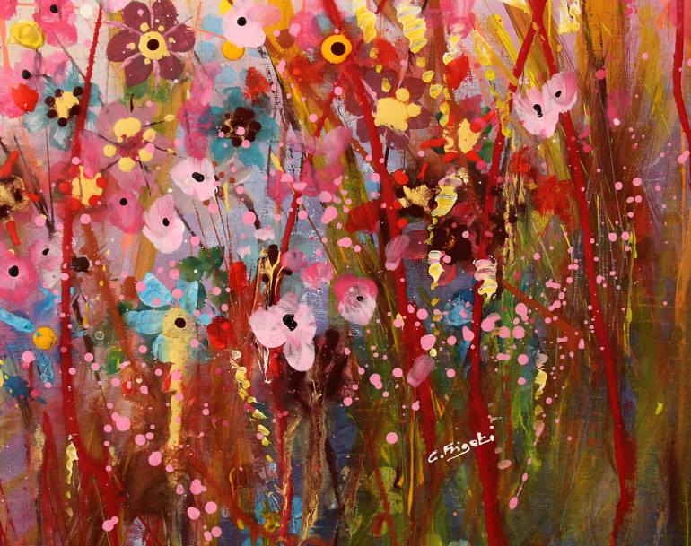 Original Abstract Floral Painting by cecilia frigati