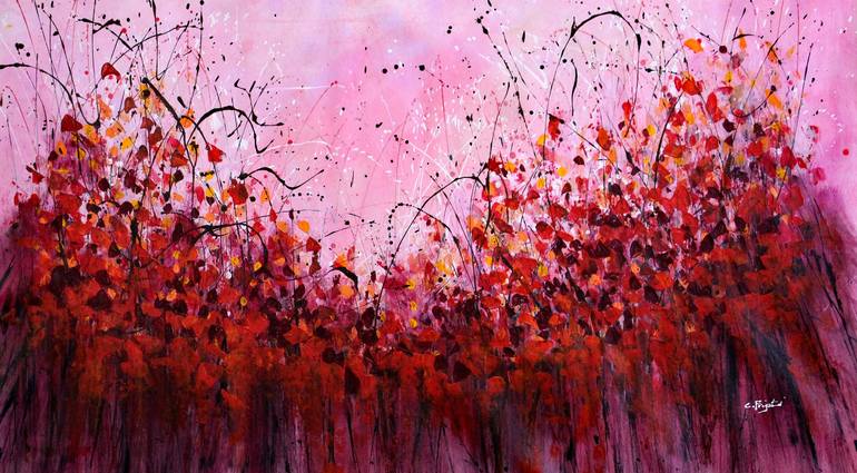 Red Vibe - Extra Large original floral painting - Print