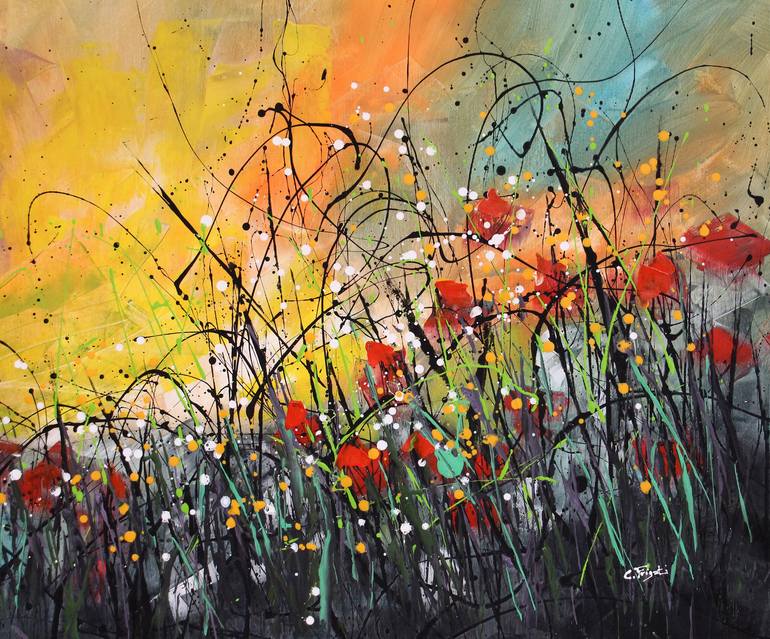 Original Abstract Floral Painting by Cecilia Frigati