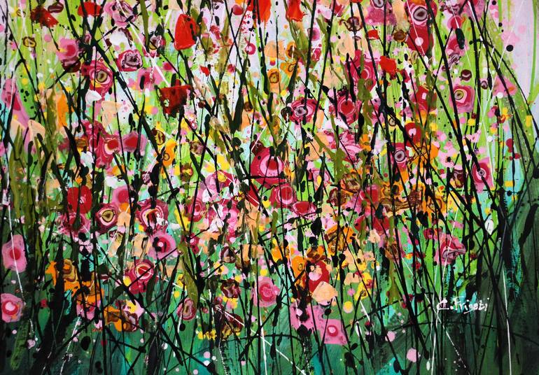 Original Abstract Floral Painting by cecilia frigati