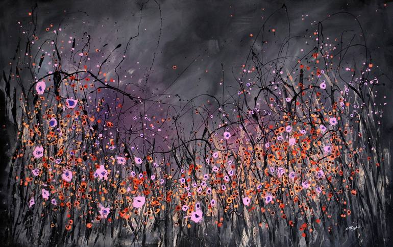 Print of Abstract Expressionism Floral Paintings by Cecilia Frigati