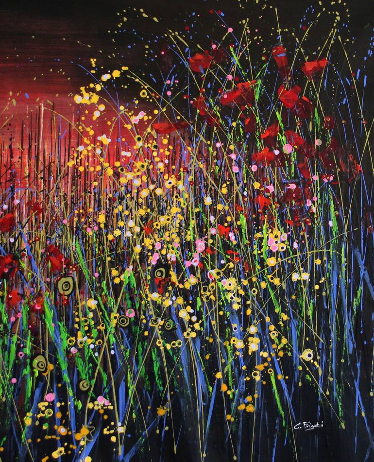 Original Abstract Floral Painting by Cecilia Frigati