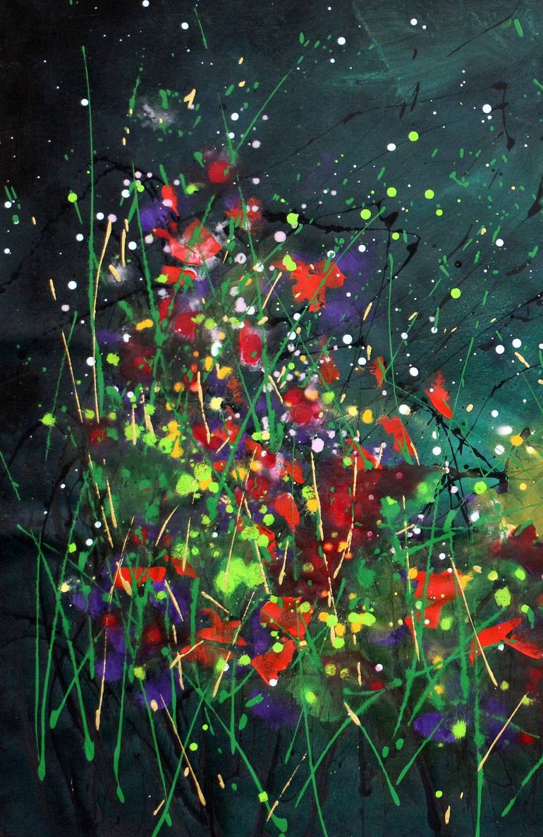 Original Abstract Floral Painting by Cecilia Frigati