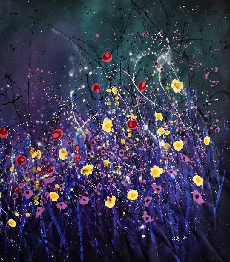 Original Abstract Floral Painting by cecilia frigati