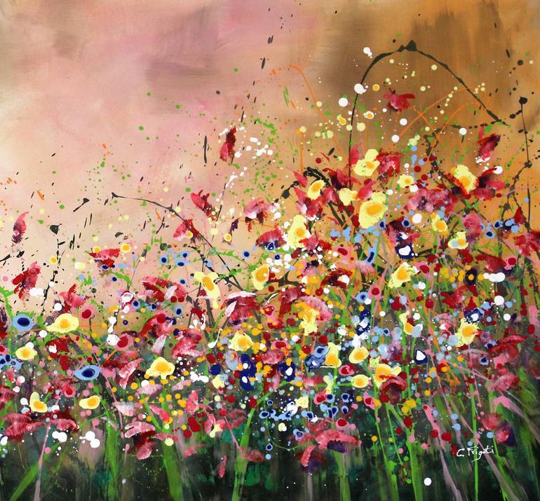 Original Abstract Floral Painting by cecilia frigati