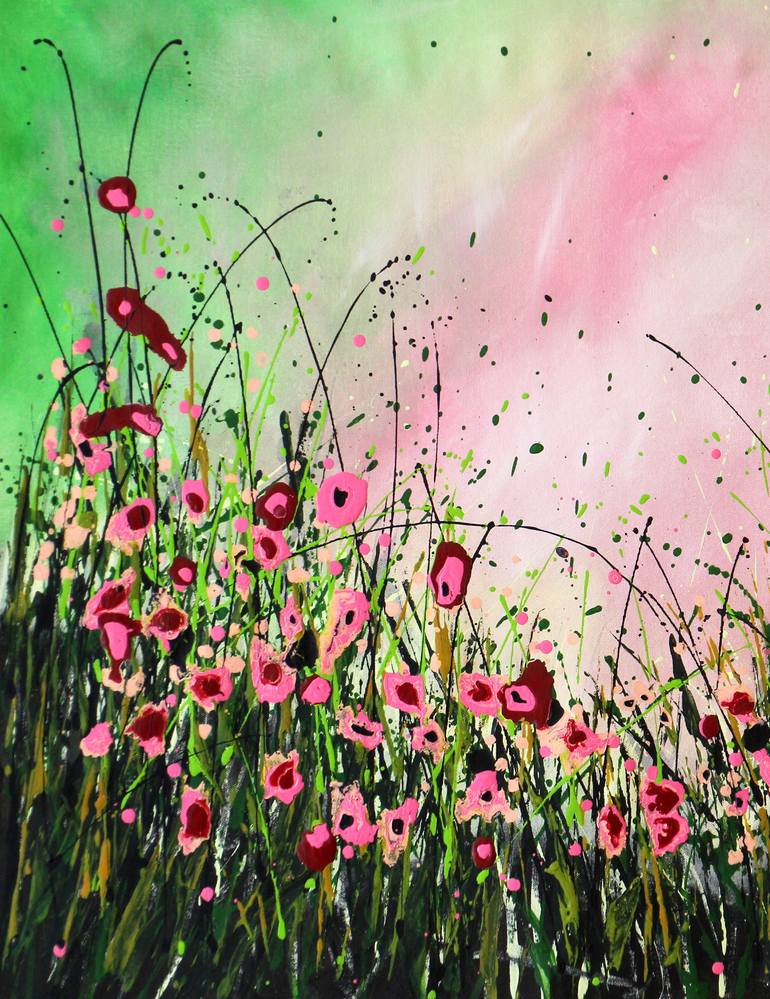 Original Abstract Expressionism Floral Painting by Cecilia Frigati