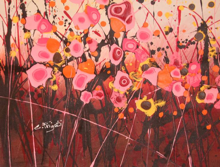 Original Abstract Floral Painting by cecilia frigati