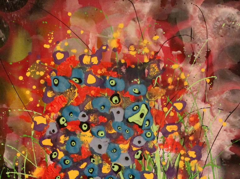 Original Abstract Expressionism Floral Painting by Cecilia Frigati