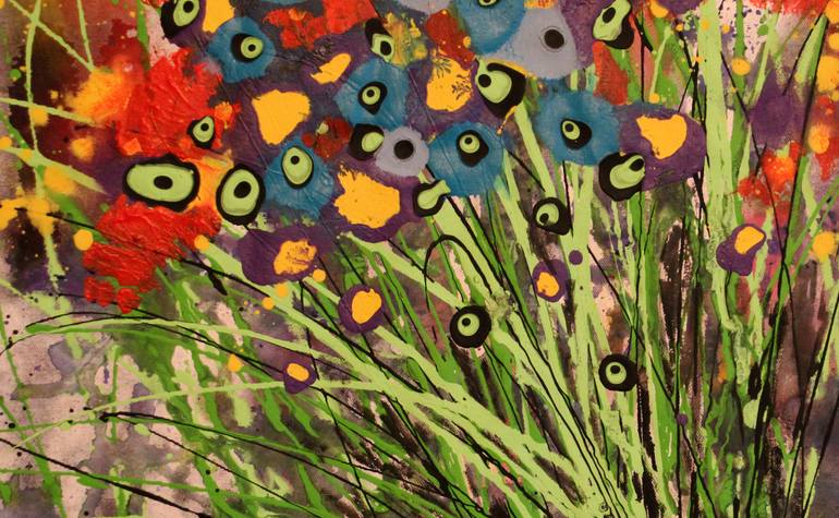 Original Abstract Expressionism Floral Painting by Cecilia Frigati