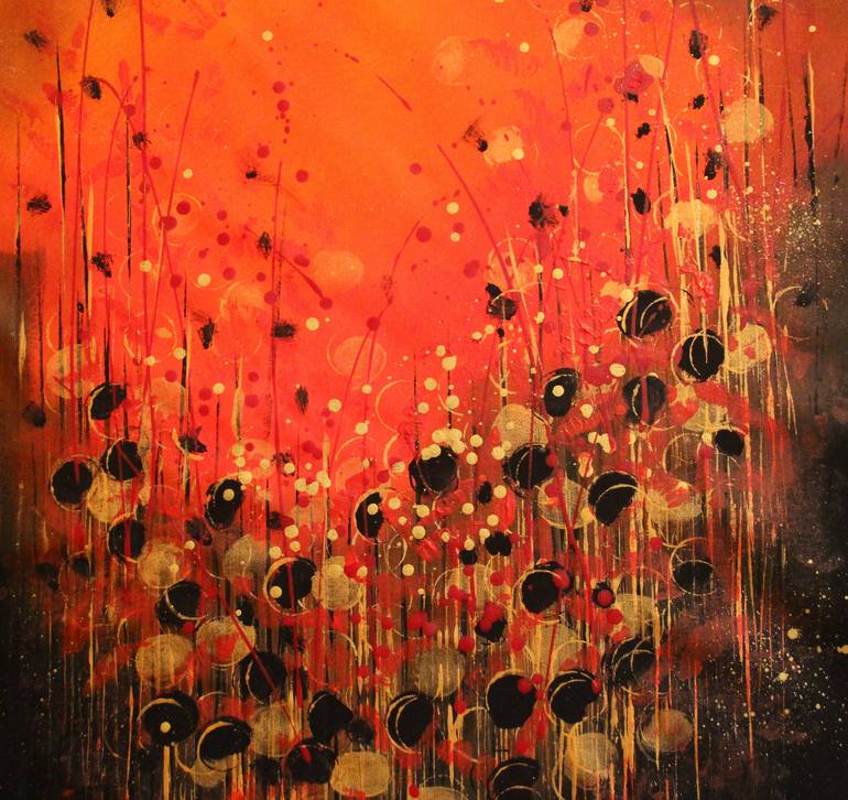 Original Abstract Expressionism Floral Painting by cecilia frigati