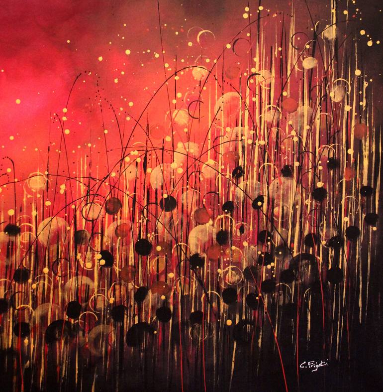 Original Abstract Expressionism Floral Painting by cecilia frigati