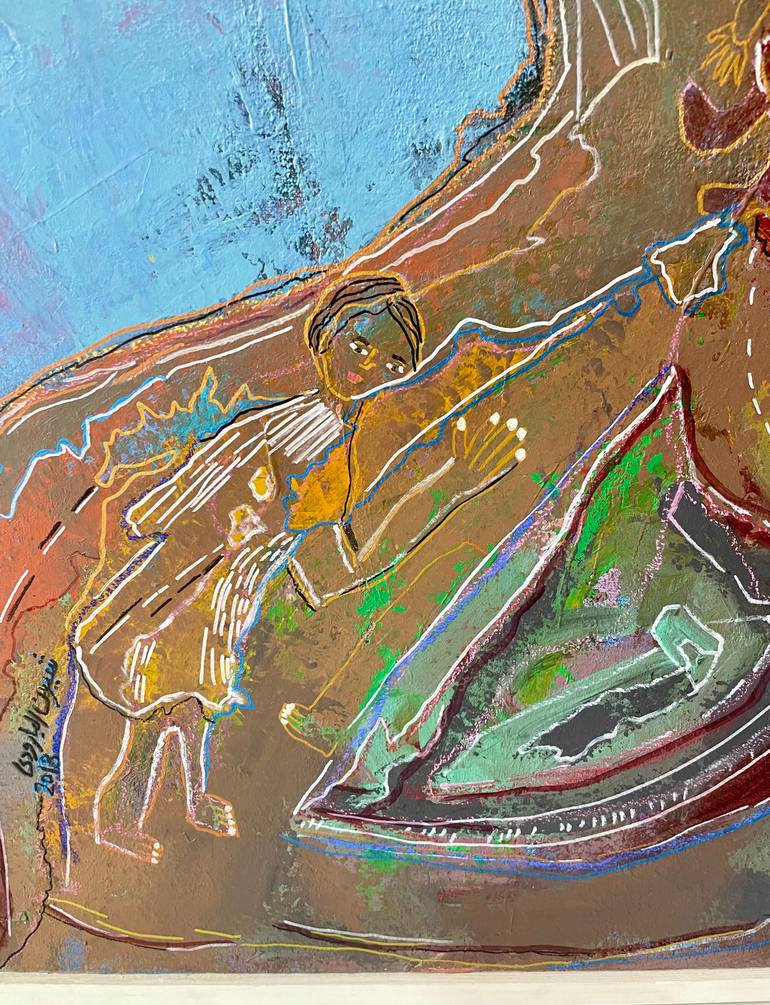 Original Abstract Expressionism People Painting by Sherin Elbaroudi