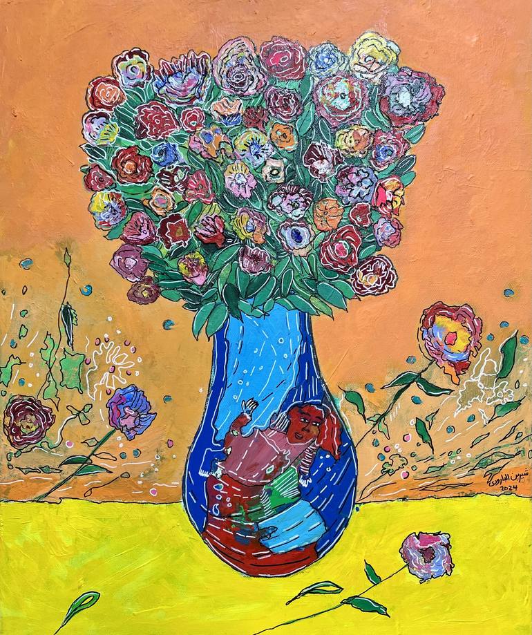 Original Abstract Expressionism Still Life Painting by Sherin Elbaroudi