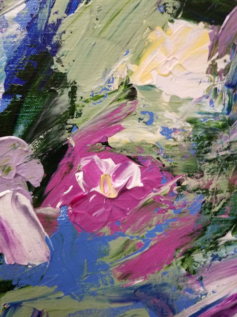 Original Abstract Floral Painting by Monique J Dufour