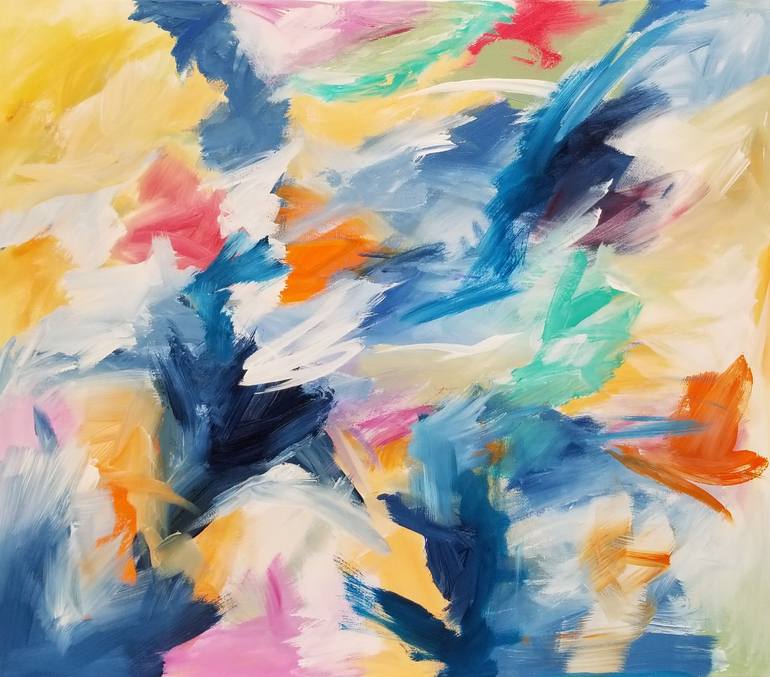 Original Abstract Painting by Monique J Dufour | Abstract Art on Canvas | Woman with the feather hat - 2025