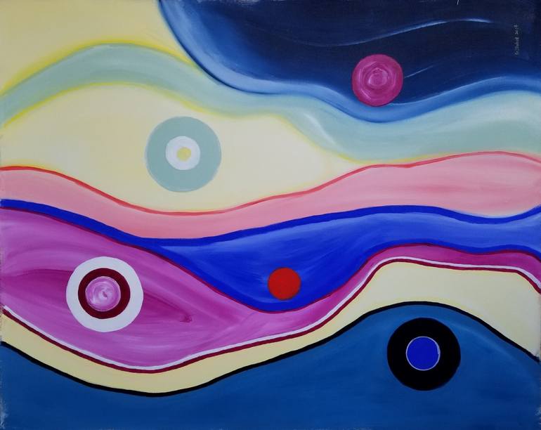 Original Art Deco Abstract Painting by Monique J Dufour