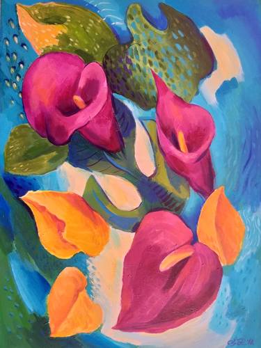 Print of Fine Art Floral Paintings by Olia Ristic