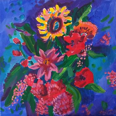 Original Expressionism Floral Paintings by Olia Ristic