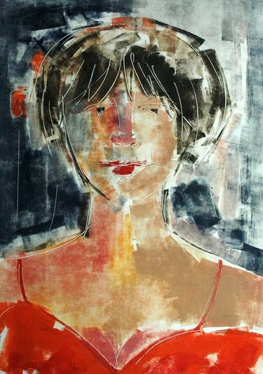 Original Abstract Portrait Printmaking by petros martin