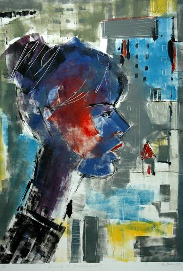 Original Fine Art Portrait Printmaking by petros martin