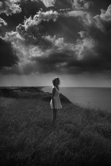 "Seaside": black and white poster, landscape photography, woman nature thumb