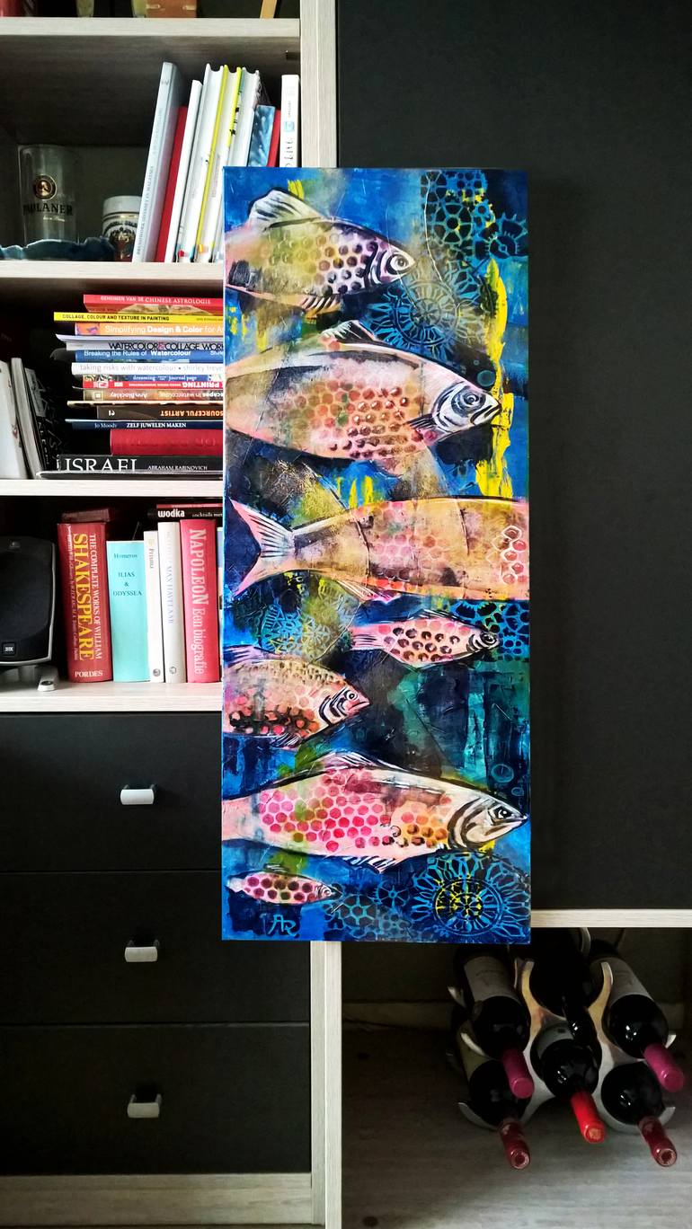 Original Art Deco Fish Painting by Ariadna de Raadt 