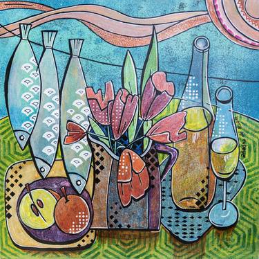 Original Cubism Food & Drink Paintings by Ariadna de Raadt