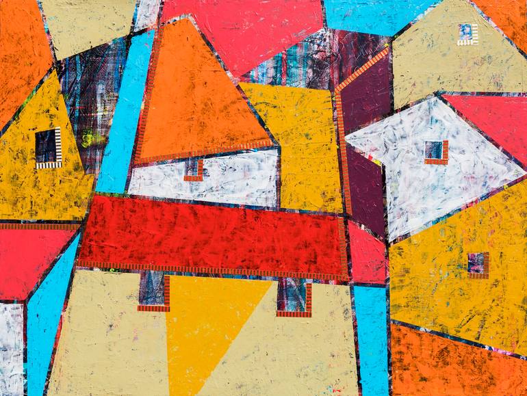 Original Architecture Painting by Ariadna De Raadt | Abstract Expressionism Art on Wood | Home and silence 11