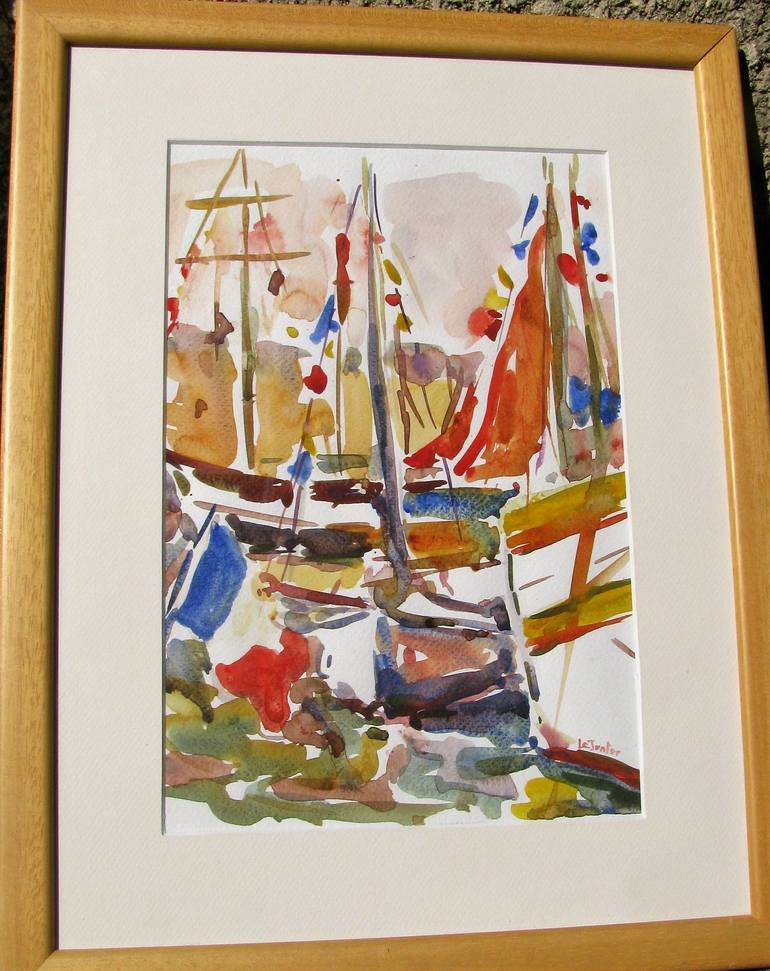 Original Figurative Boat Painting by Le Junter Jean-Noël